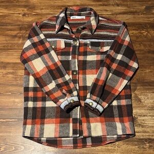 BKE Orange and Brown Plaid Button Down Shirt